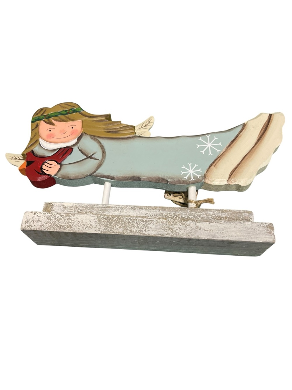 Seasonalities Wooden Holiday Angel Table Accent - Light Blue (3 available) - Picture 2 of 3